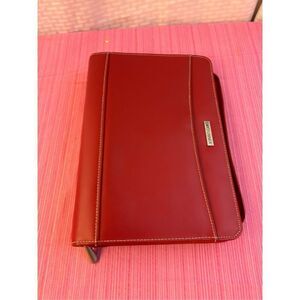 Day runner planner daily zipper leather organizer red 10.5x7”